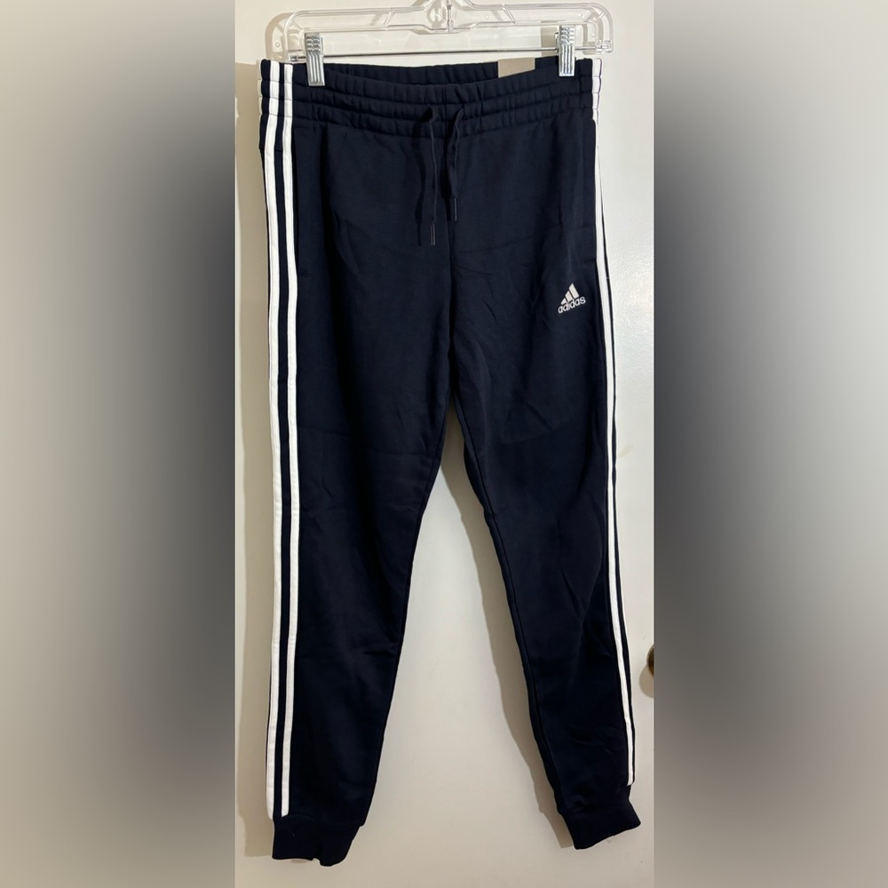 Adidas Jogger Essentials Fleece 3-Stripes Women's SM Dark Blue Sweat Pants NWT
